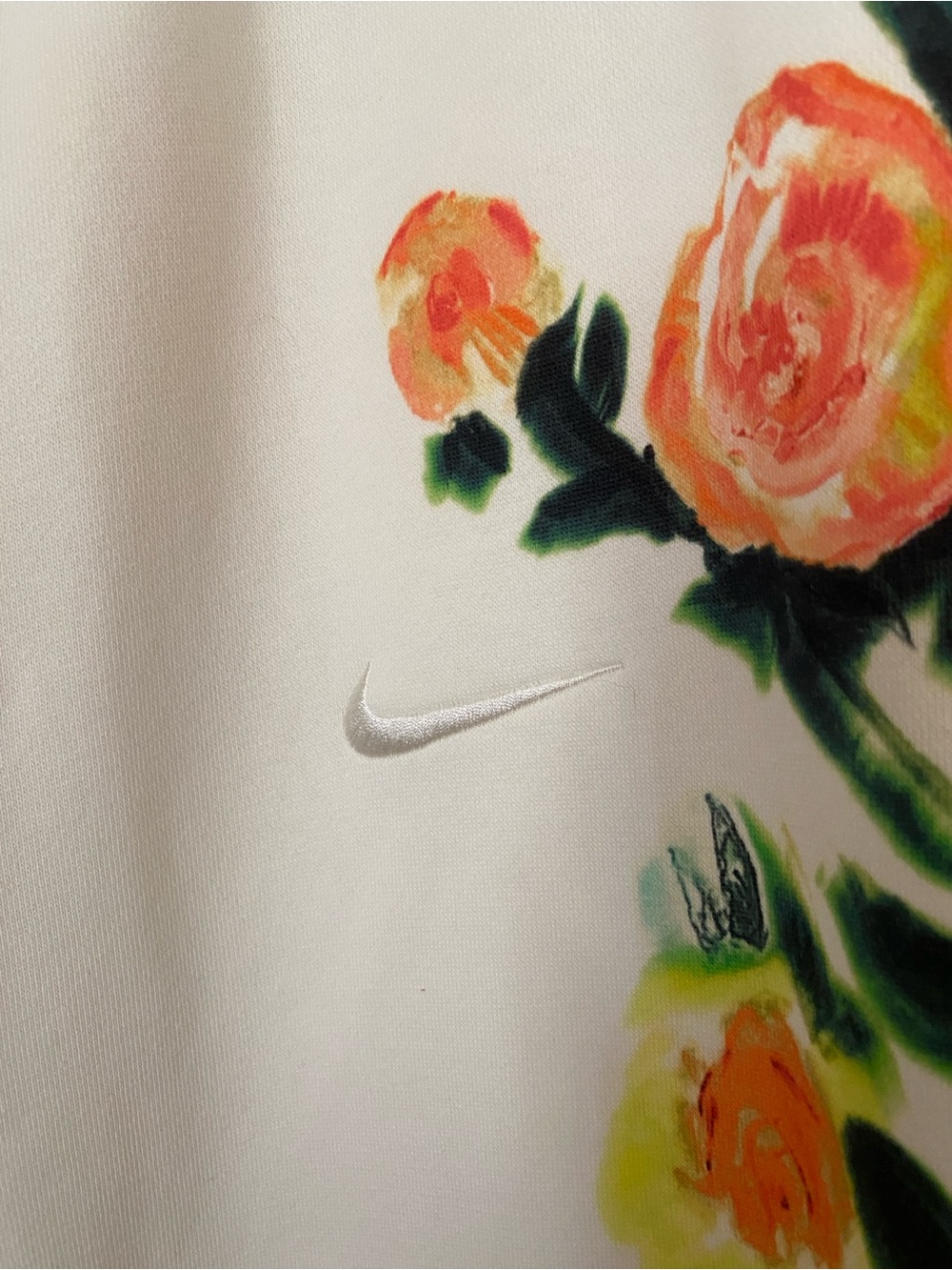 Nike Cream Limited Edition Wide-Leg Sweatpants with Orange & Yellow Floral Print - Picture 4 of 10